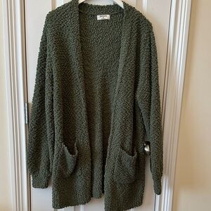 Zenana Forest Green Textured Cardigan